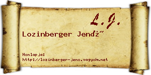 Lozinberger Jenő névjegykártya